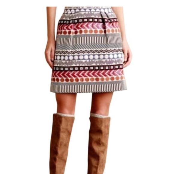 ANTHROPOLOGY/ NOMAD/ MORGAN CARPER, BOHO/ GEO SKIRT, 8 PETITE - Picture 1 of 12